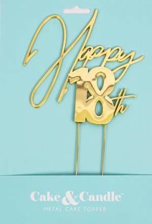 Happy 18th Cake Topper | Gold Metal – CakeBase