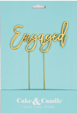 Engaged Cake Topper | Gold Metal – CakeBase