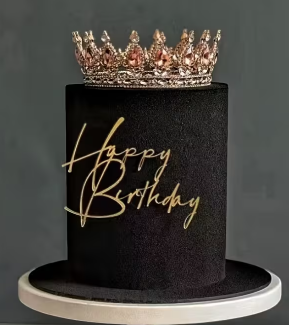 Happy Birthday Flat-lay Cake Topper | Gold | Single