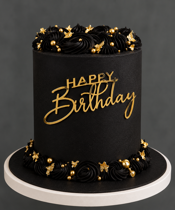 Happy Birthday Flat-lay Cake Topper | Gold | Single or Pack