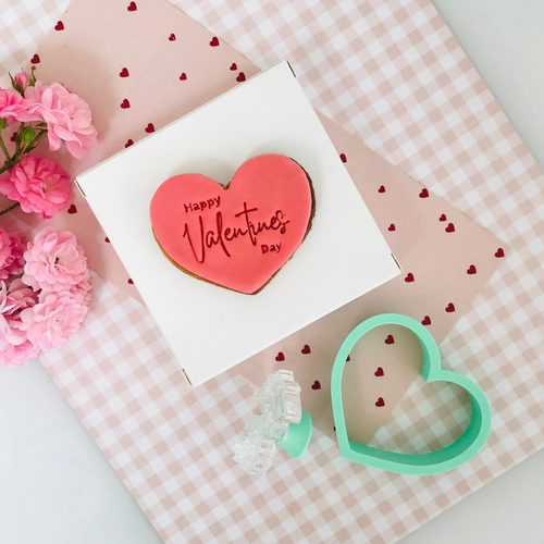 Happy Valentines Day Cookie Cutter & Stamp Set